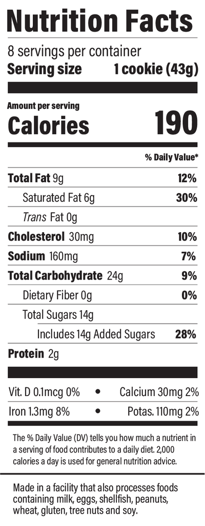 Original Molasses Ginger Spice nutrition label